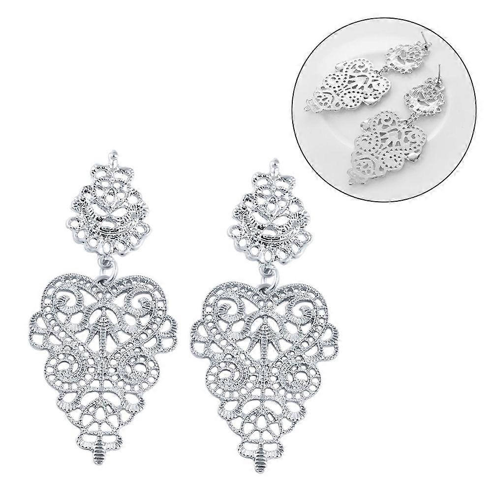 Exaggerated Irregular Love Earrings Stylish Wedding Silver 1Pair