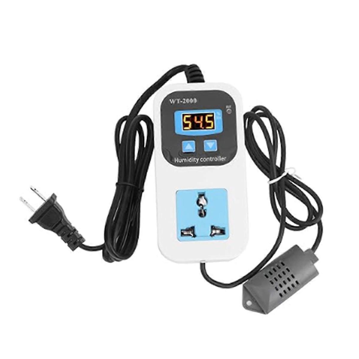 Digital Humidity Controller, WT2000 110220V 0%-99% RH Big Range Pre-Wired Thermostat Dehumidifica
