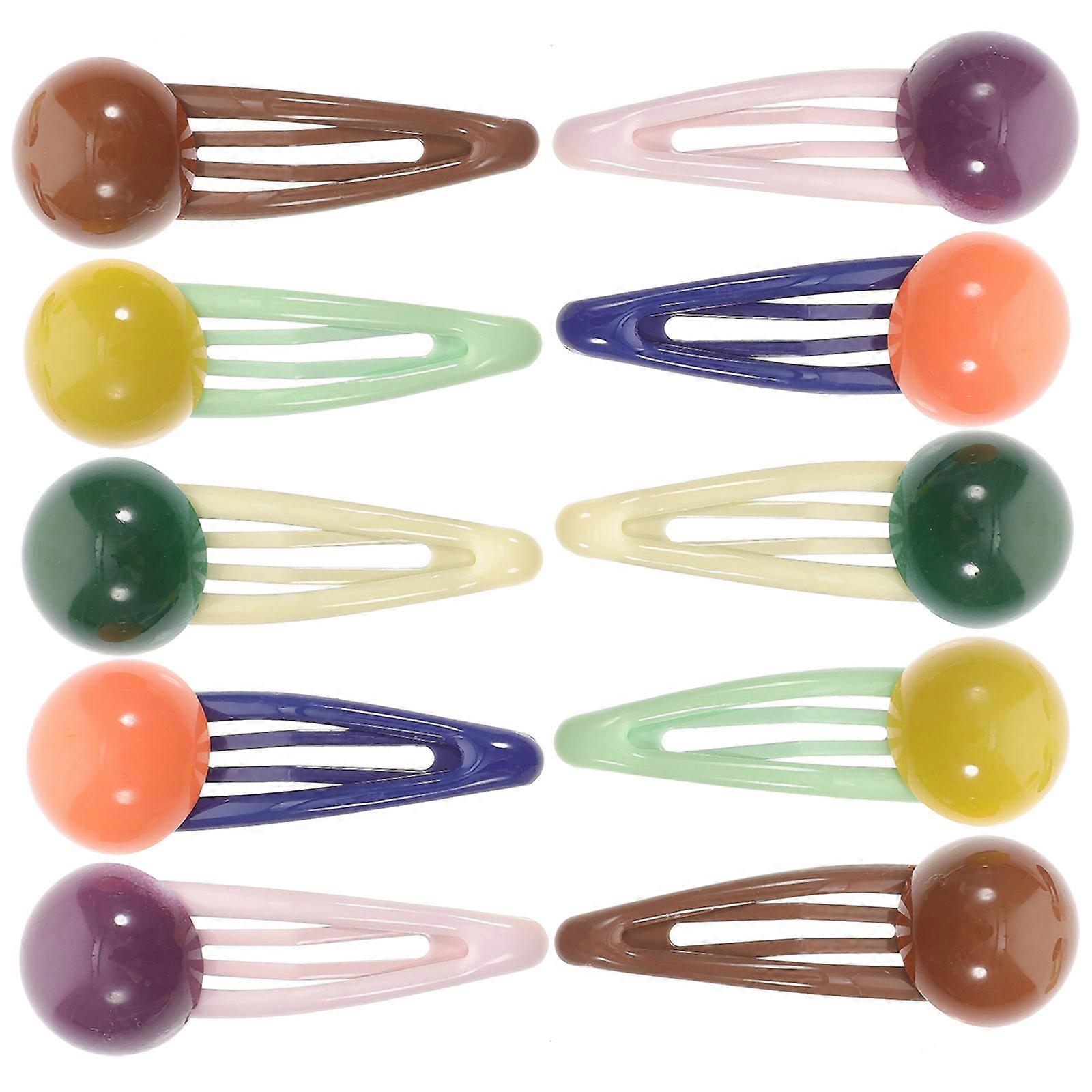 Hair Barrettes For Little Girls Kid Hair Clips Assorted Color Round Dot Pattern Cute Design For Children Festivals 10Pcs