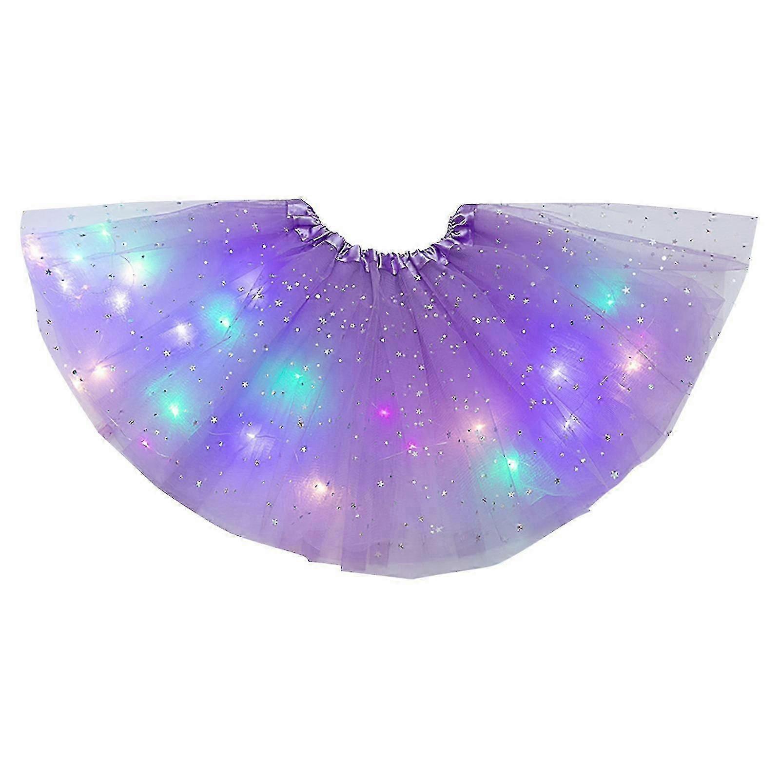 Women's Led Lights 3 Layer Of Stars Mesh Puffy Skirt Ballerina Skirtes
