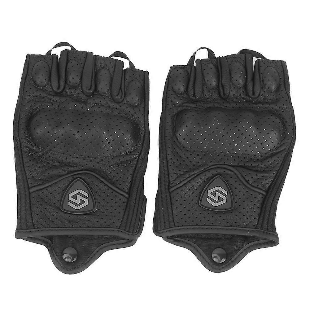 Gants de moto demi-doigts en cuir respirants et antidérapants, protection pour l'équitation et le cyclisme, taille M