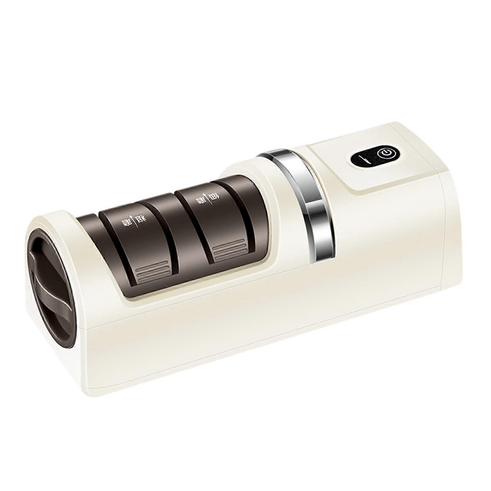 Electric Cutter Sharpener for Kitchen Knives, Rechargeable Professional Electric Knife Sharpener, Automatic Cream Color Tool