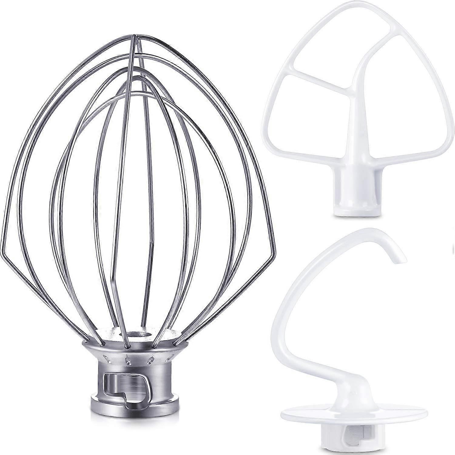 Mixer Kit for K45Dh Dough Hook, K45Ww Wire Whip, K45B Coated Scraper with Flat Blade, 3Piece Repair Set for Vertical Mixer