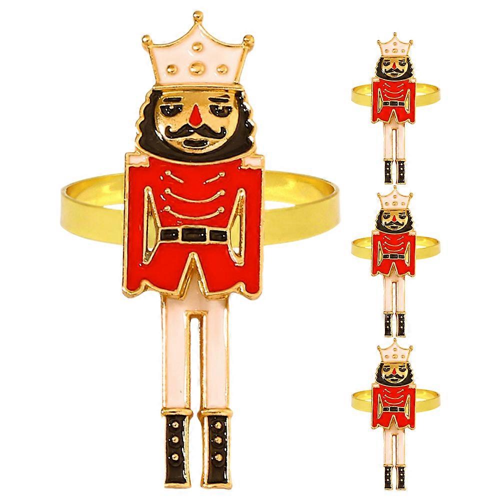 Table Decoration Napkin Buckle Nutcracker Soldier Shape Christmas Parties 5.90X2.00X1.90cm Practical 4Pcs