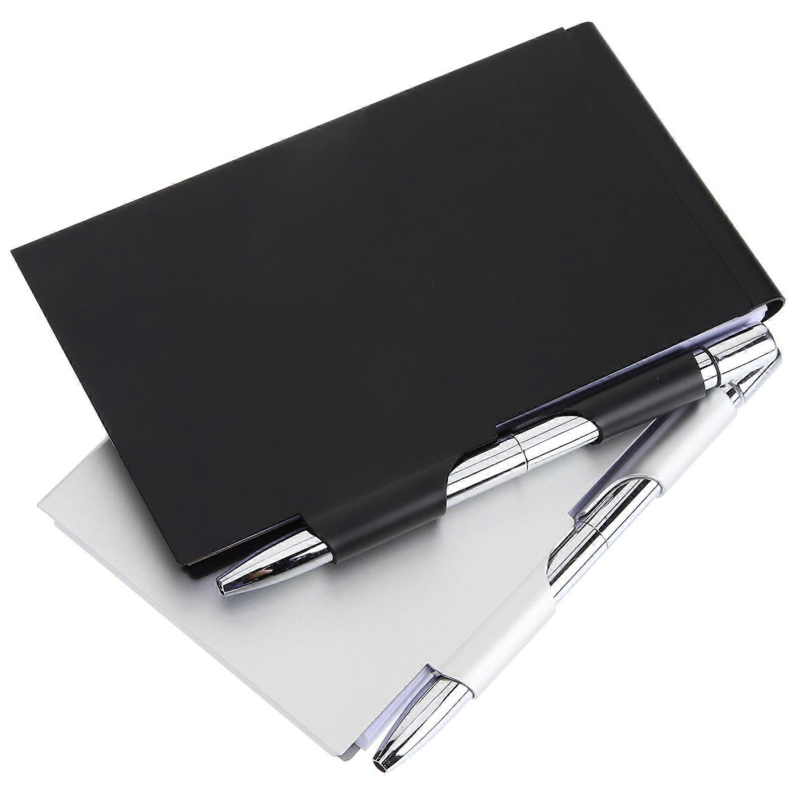2Pcs Metal Pocket Notepad with Case and Pen Portable for Writing Use at Home Office School