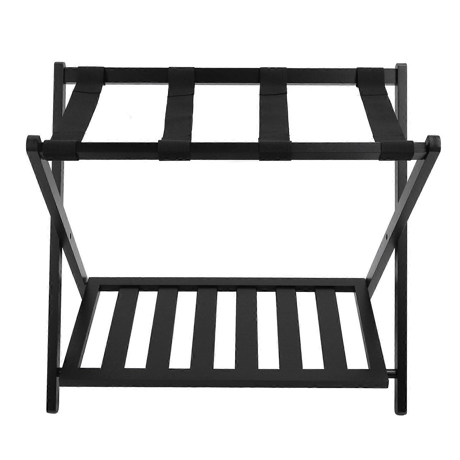 Multifunctional luggage rack folding wooden suitcase stand with additional wide bedroom and space storage.