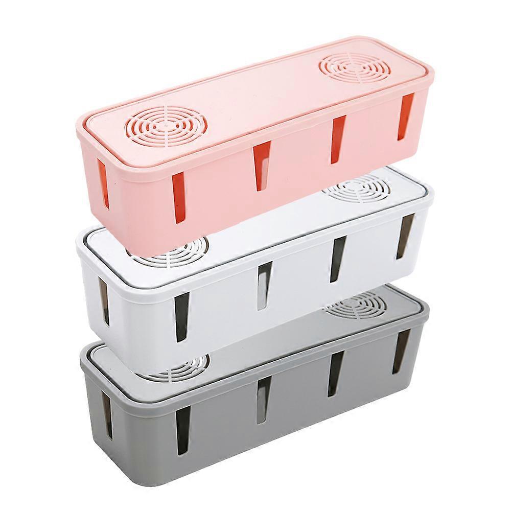 Cable Organizer Desk Wire Organiser Rectangular Grey Cord Management Box For Office Desk 3Pcs