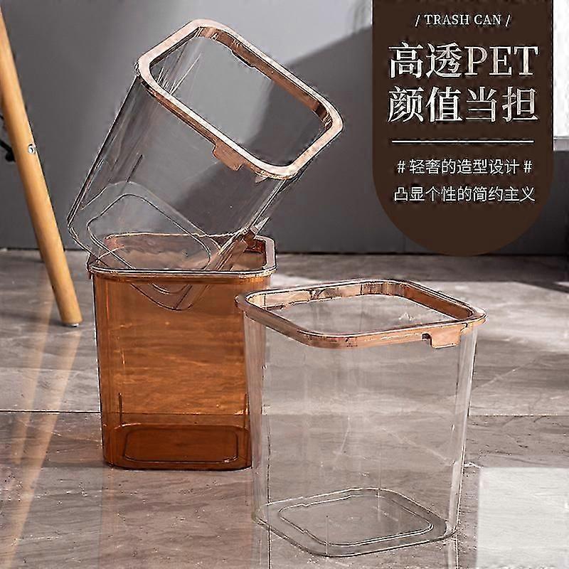 2pcs Portable Transparent Trash Can Household Garage Clear Bucket Wastepaper Storage Container