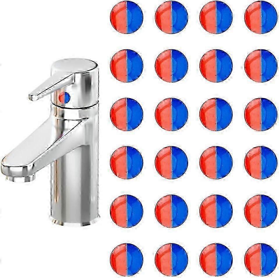 24Pcs Hot and Cold Water Stickers Self Stick Hot and Cold Water Label Epoxy Resin Faucet Transfer Stickers for Bathroom Kitchen 10mm in Diameter[jkw]