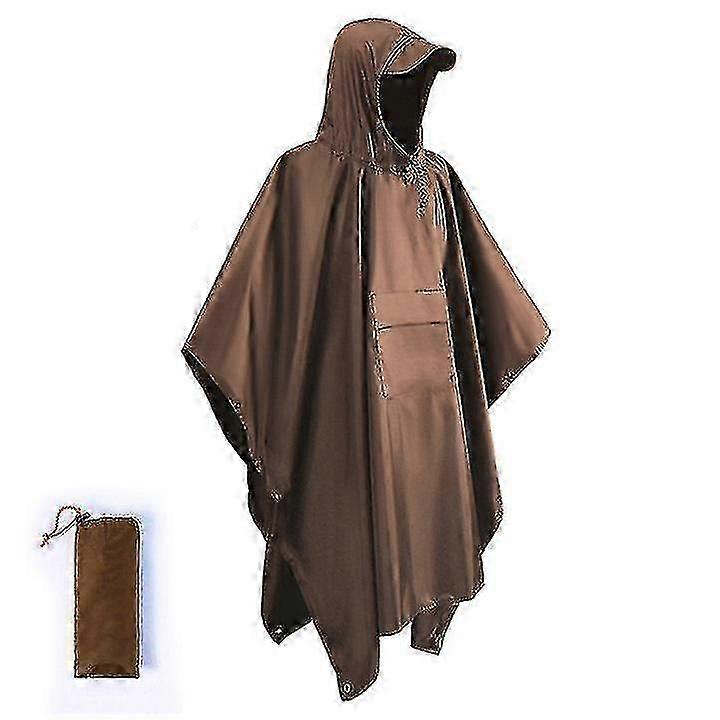 Multi-Purpose Waterproof Camouflage Poncho with Hood for Outdoor Activities, Ideal for Use in Military Style and Rip Stop Fabric