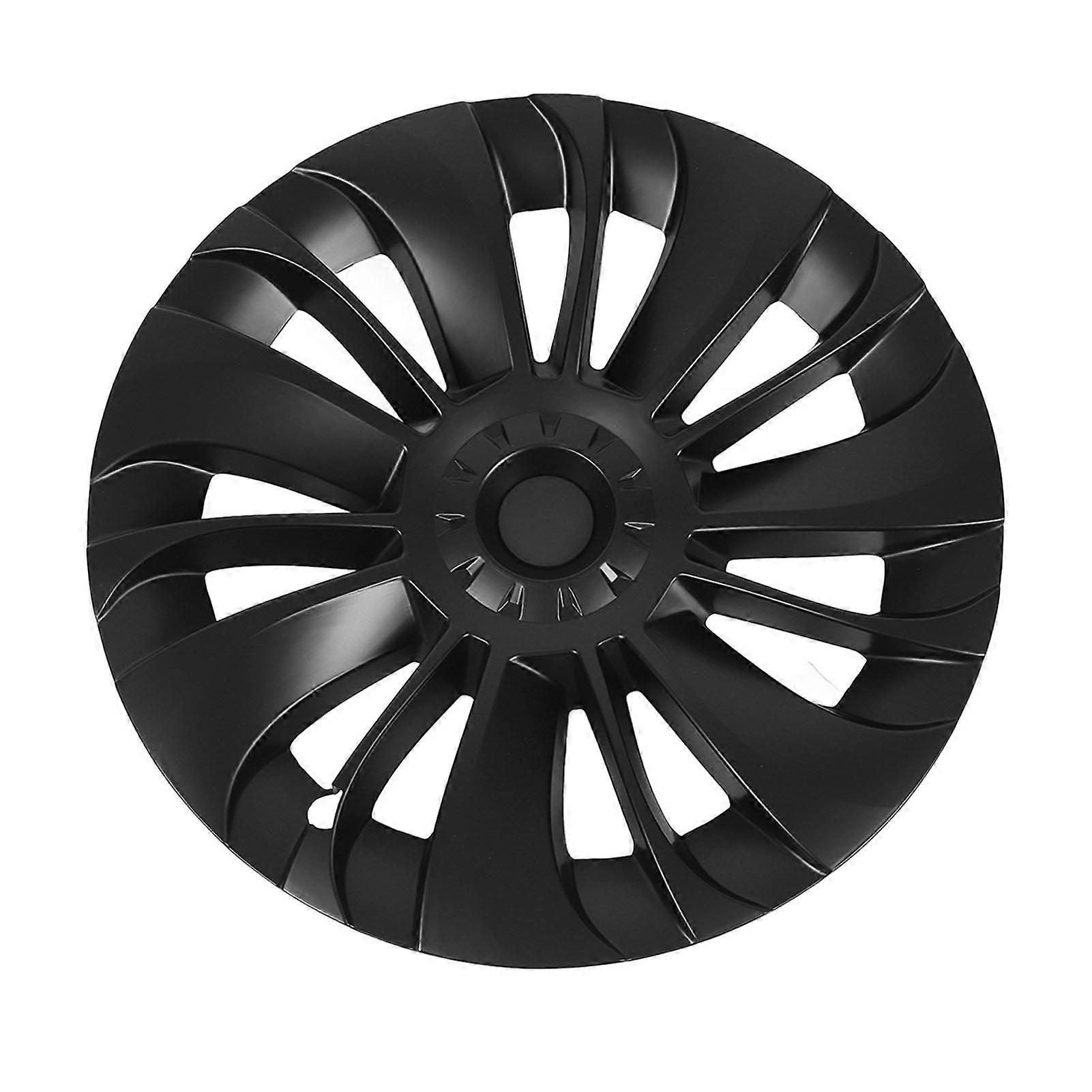 4Pcs 19in Wheel Hub Cap Low Wind Resistance Protective Replacement for Tesla Model Y 2021‑2023 Matte Black 