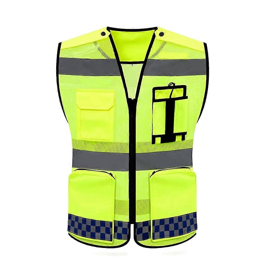 Work Safety Vest High Visibility with Reflective Strips, Breathable Mesh, 21.3 Inch Size, Multifunctional Pockets