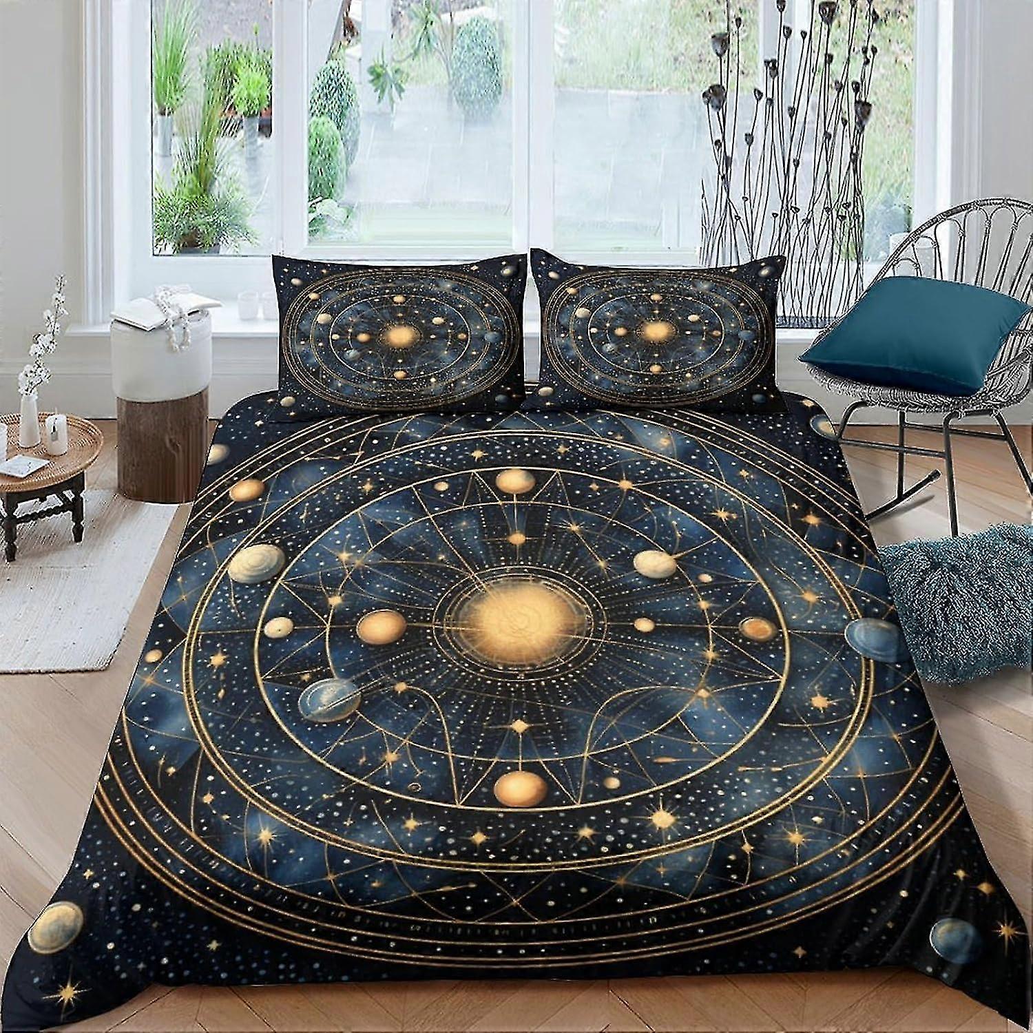 3D Printed Duvet Cover Set in Soft Brushed Microfibre with Twelve Zodiac Signs for Easy Care Hotel Quality Bedding