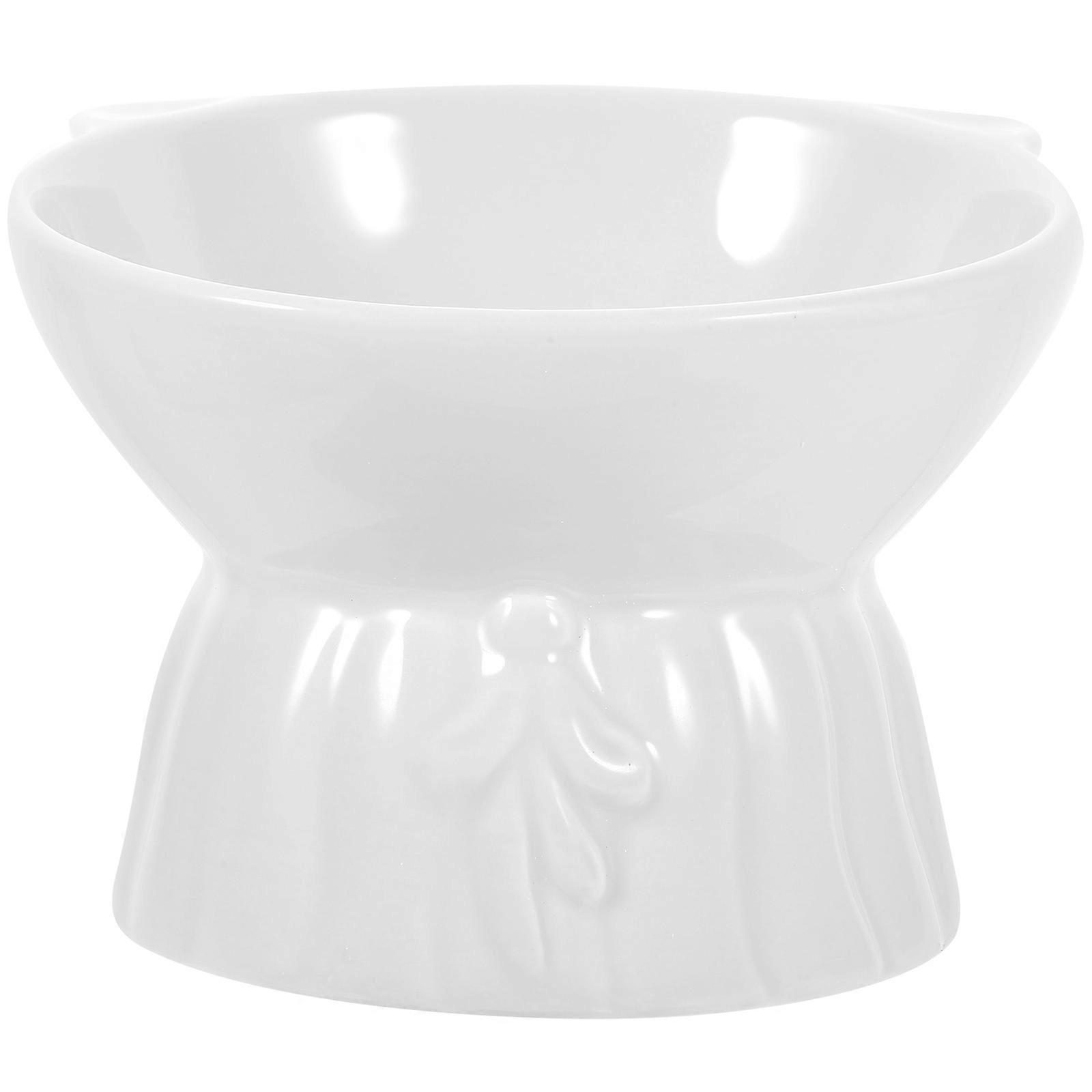 Ceramic Cat Bowls Raised Prevent Vomiting Cat Owners Daily Use 1Set