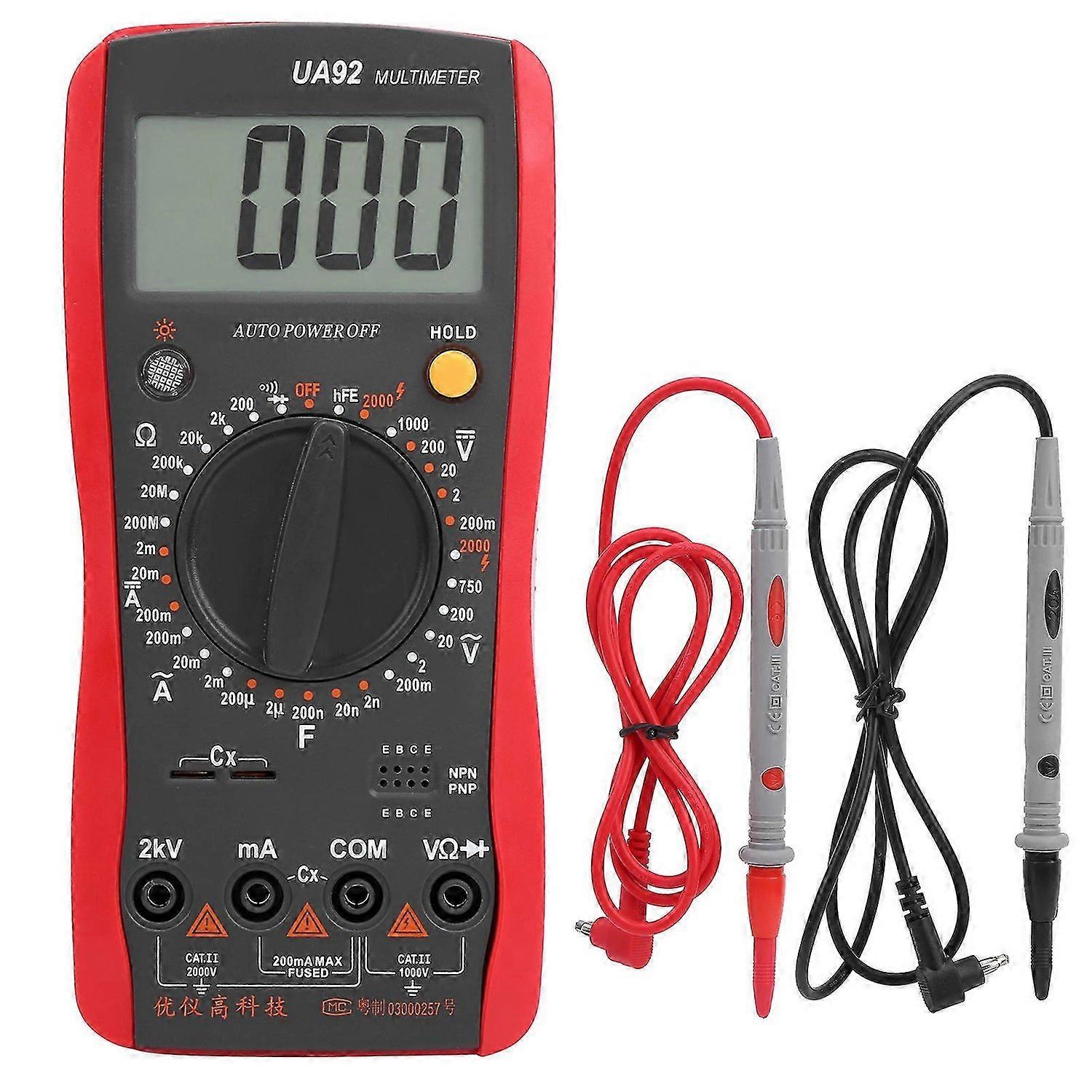 UA92 Digital Multimeter Portable AC DC Voltage Current Resistance Capacitance Measurement