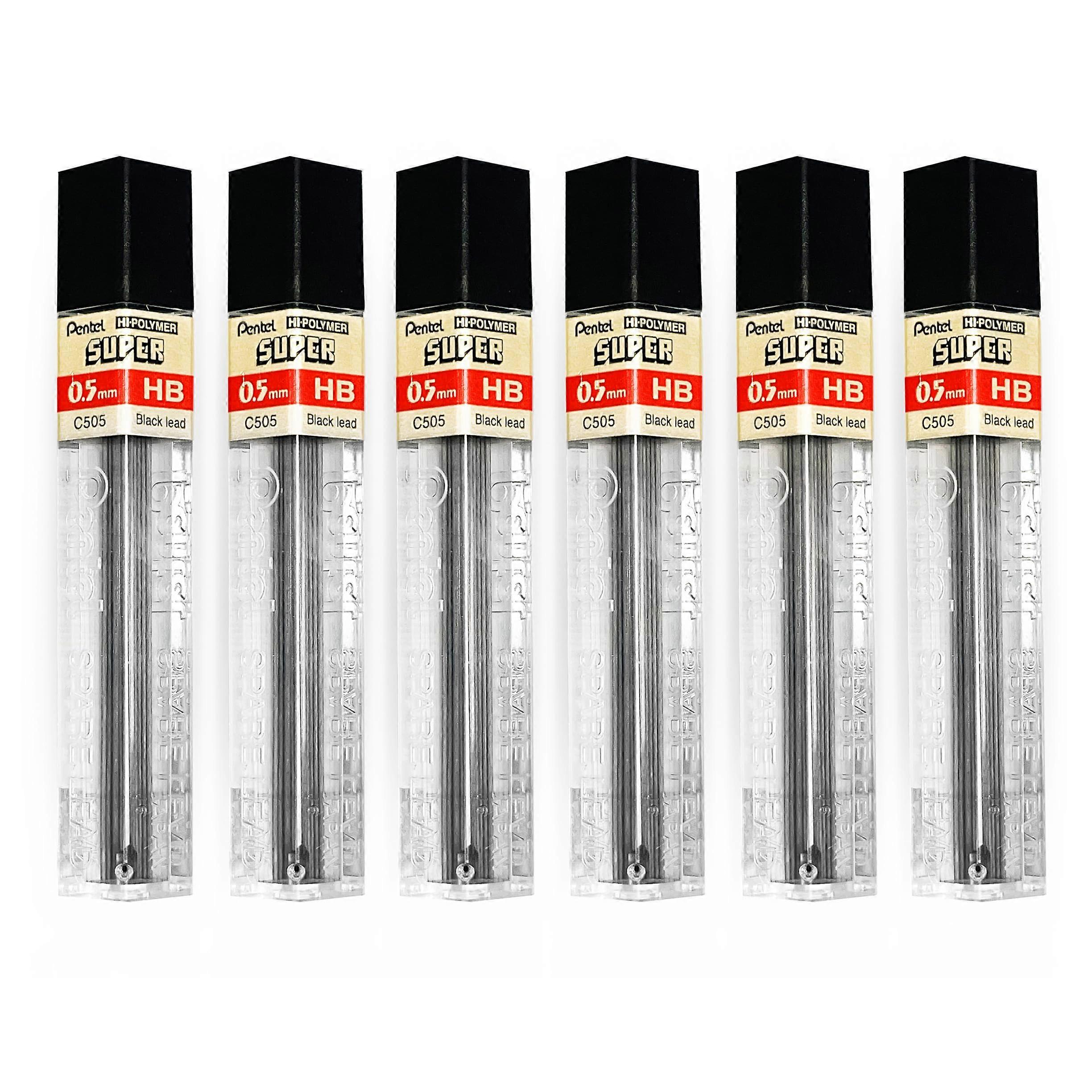 Super Refill for Automatic and Mechanical Pencils, Polymer 0.5 mm, HB Hardness, Pack of 6