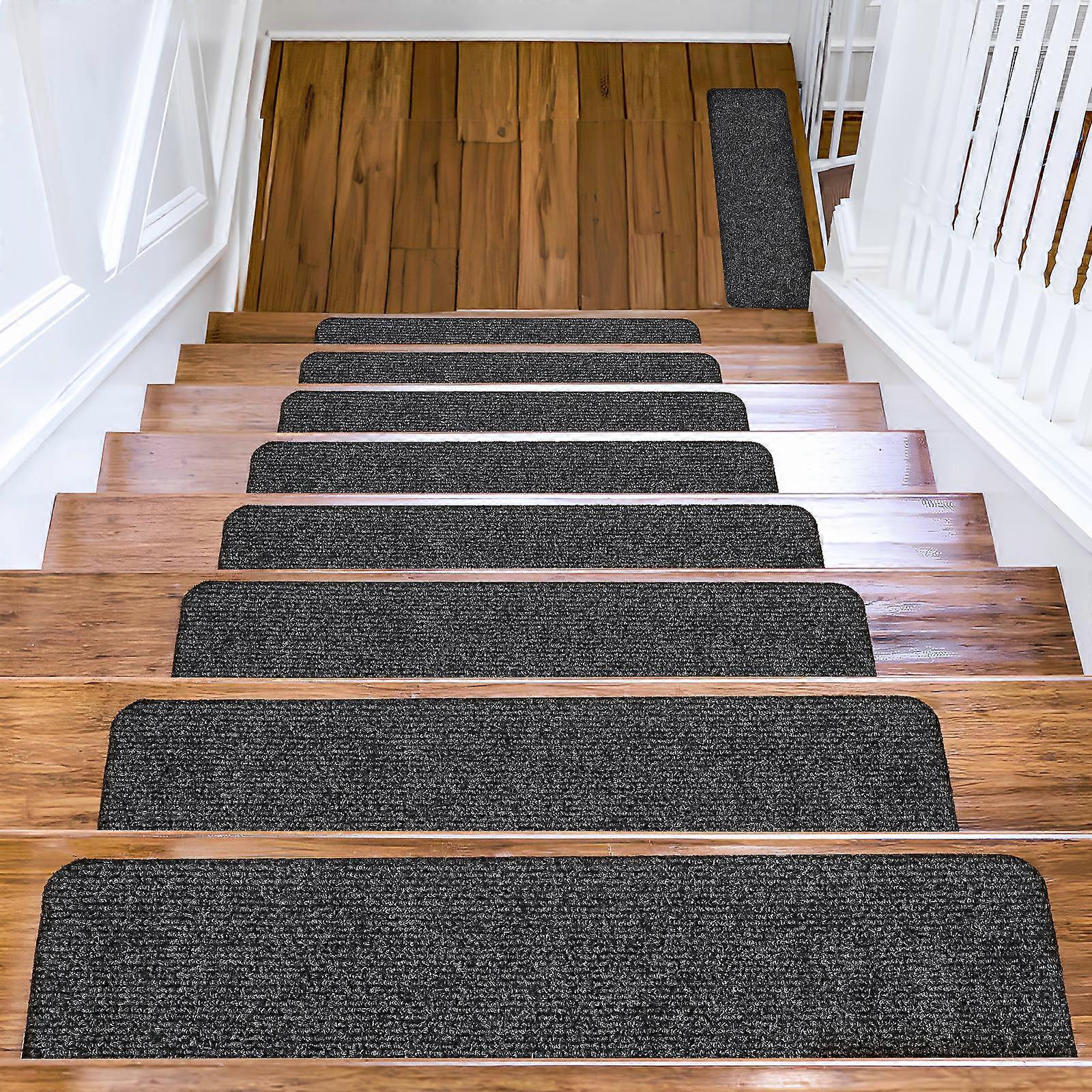 家庭用家庭用のカーペット階段踏面滑り止め階段敷物ダークグレー55.00X20.00X0.50CM耐摩耗性15個