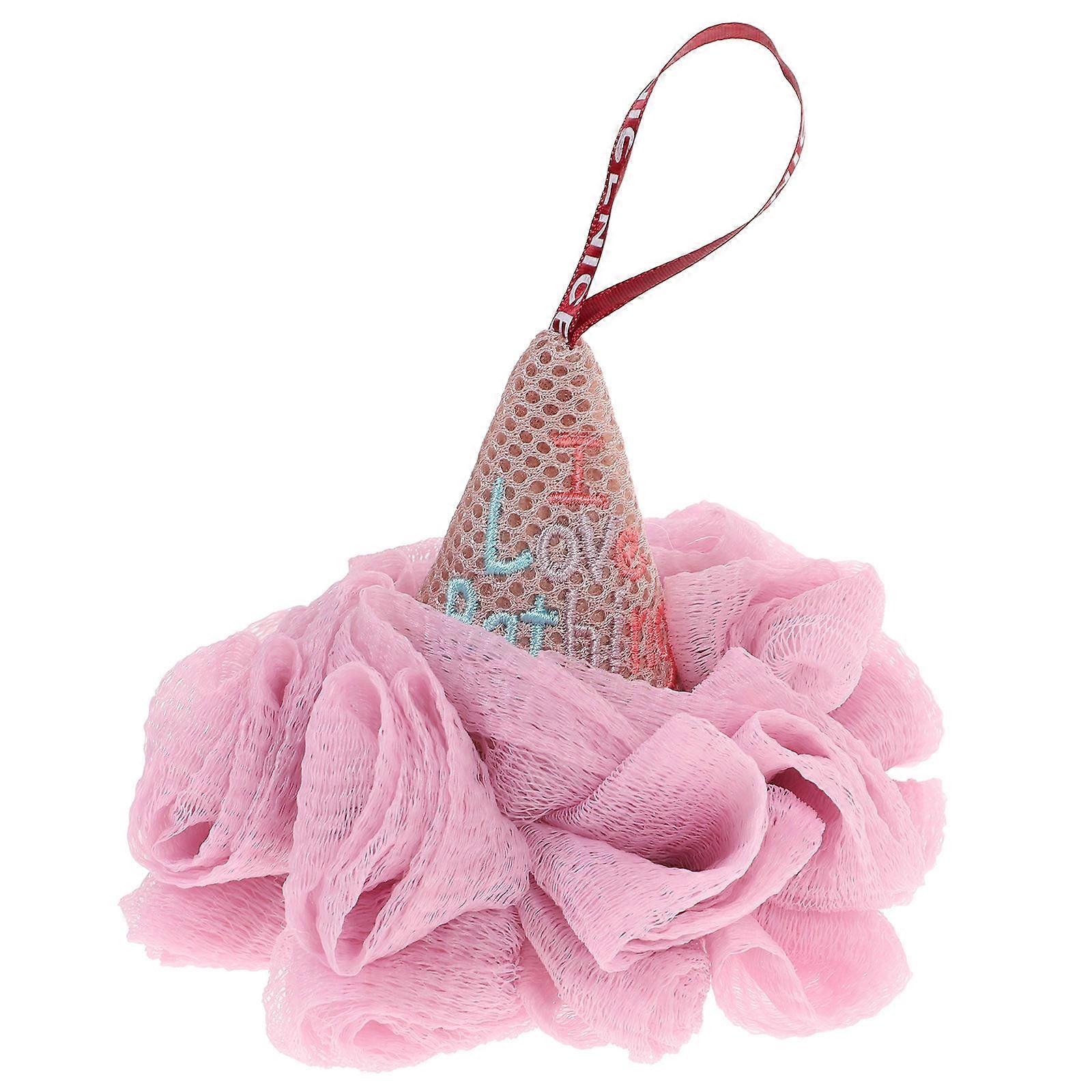 Pink Shower Balls with Hanging Rope for Home Use Made of PE Supple and Easy to Use 1pc