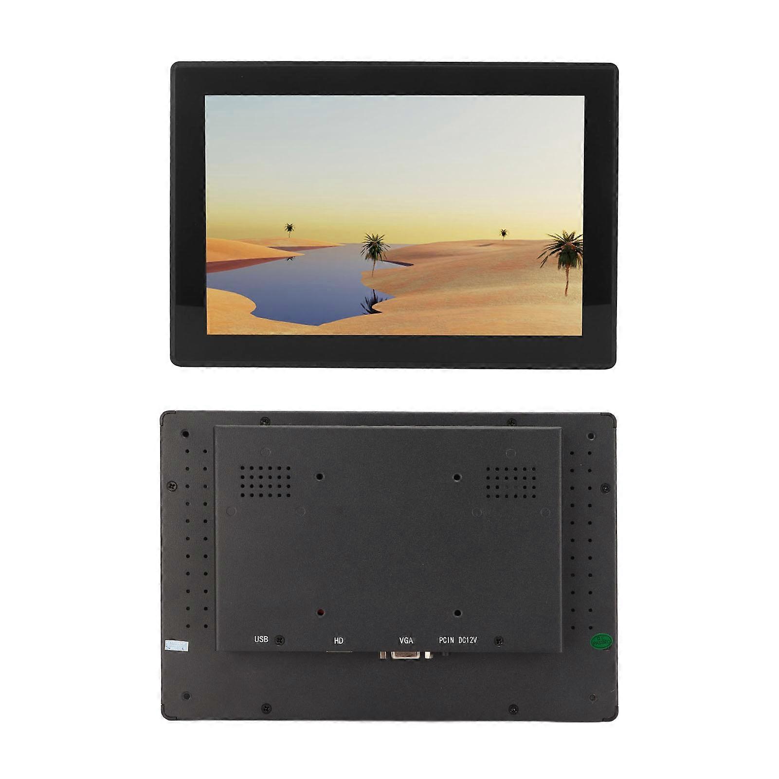 10.1 Inch Touchscreen Monitor 1280x800 High Definition Multimedia Interface VGA USB IPS Monitor 100‑240V US Plug