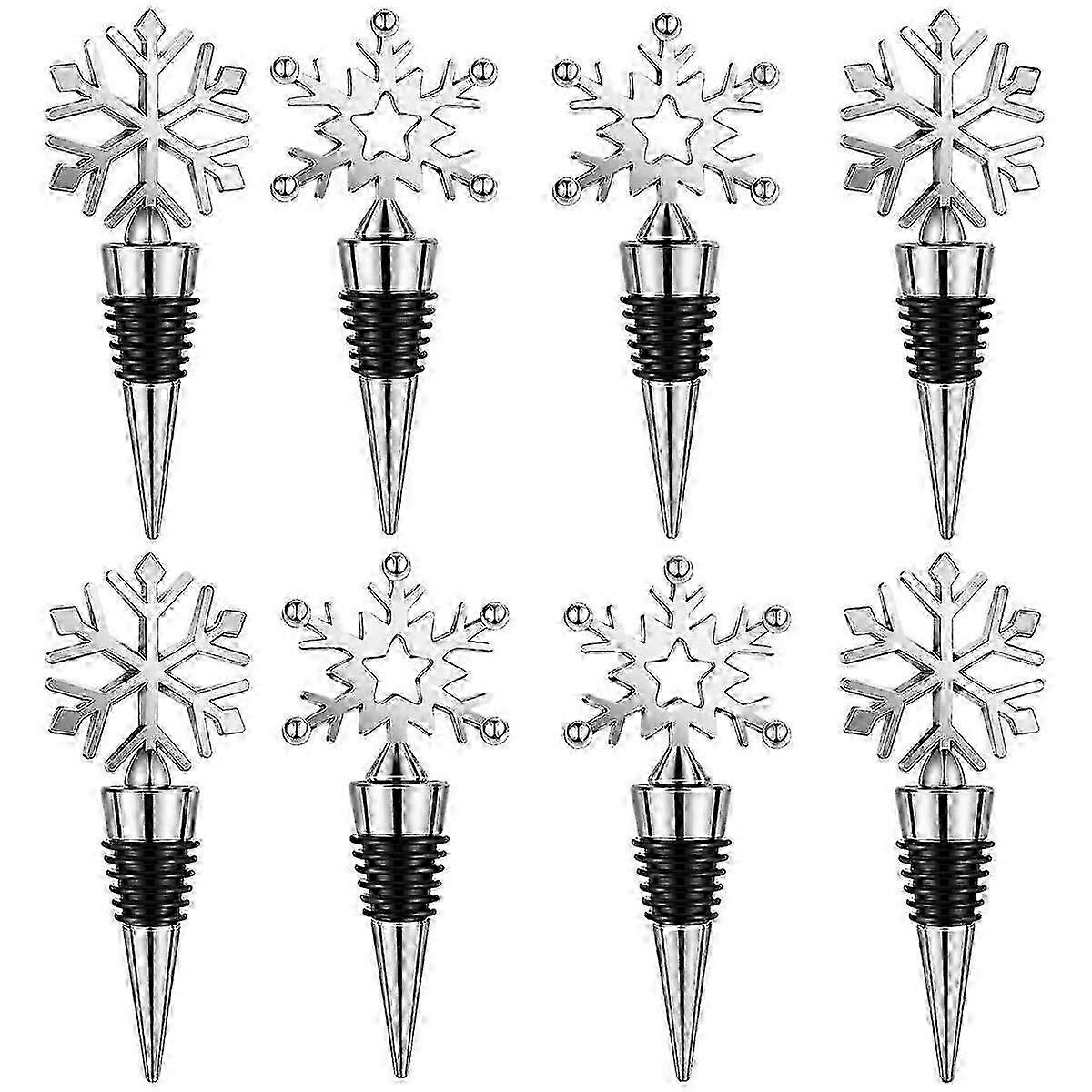 8 Pcs Snowflake Wine Stopper Reusable Wine Bottle Stopper Decorative Wine Stoppers Wine and Beverag
