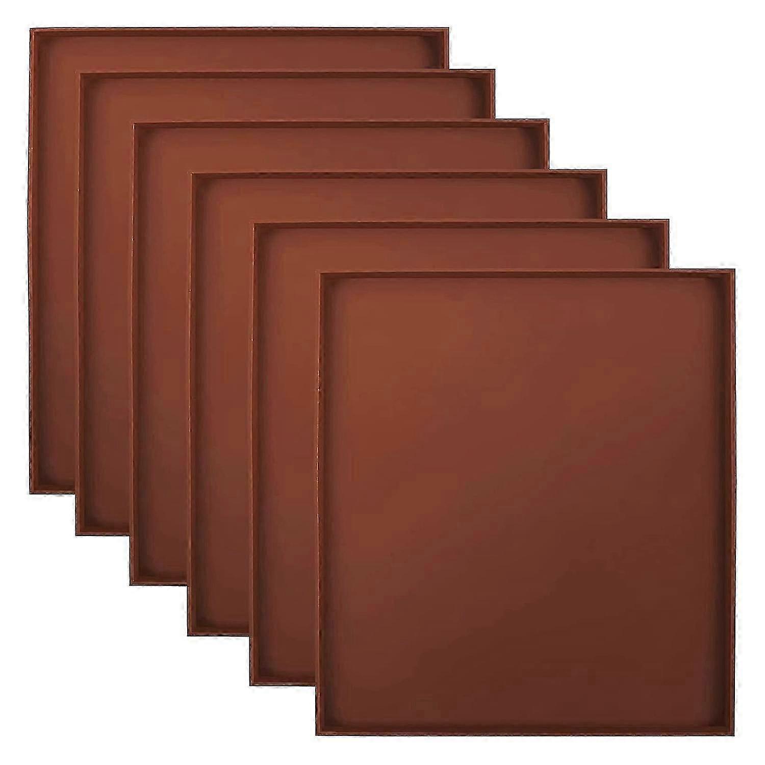 6 Pack Silicone Dehydrator Sheets Non Stick Square Edge Dehydrator Trays for Meat Vegetables Fruit--brown
