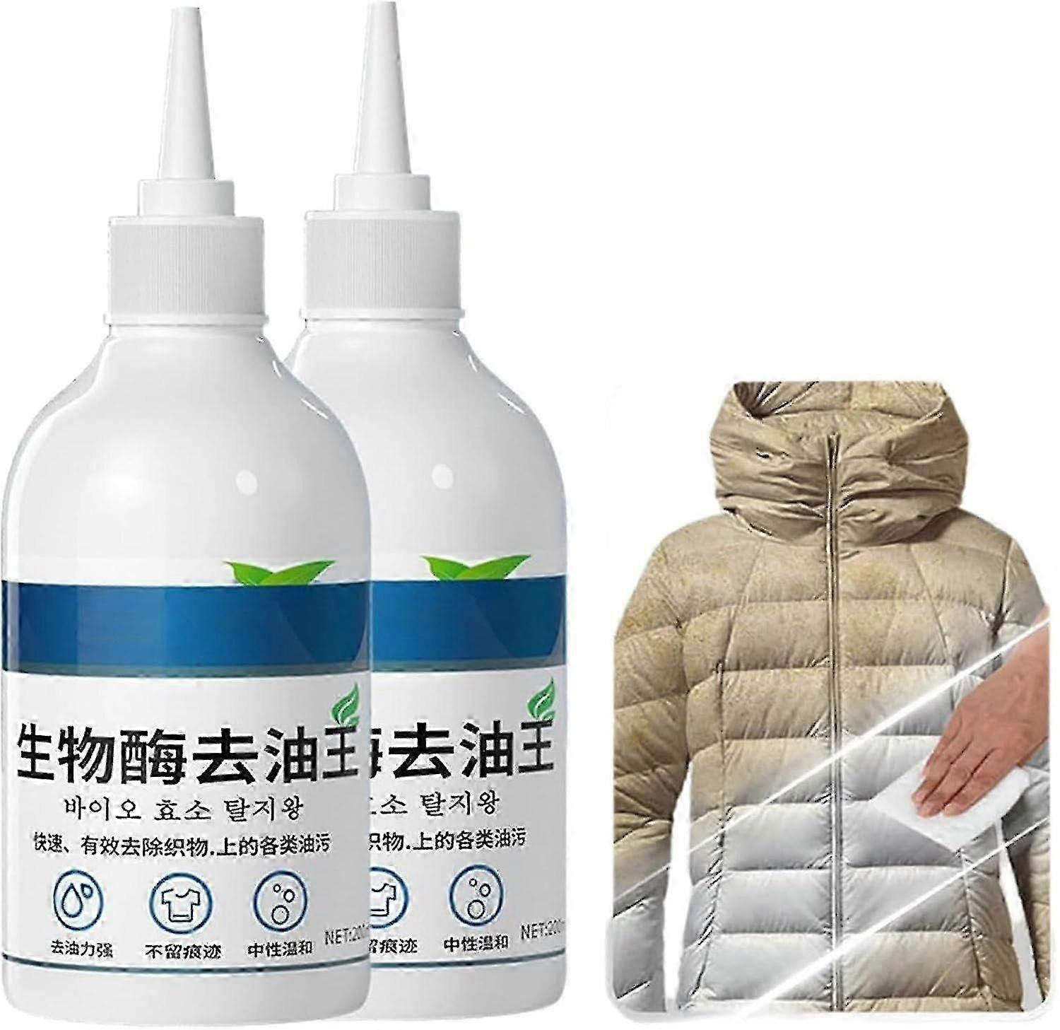 Detergente em spray de limpeza leave-in, removedor de manchas de roupa com enzima ativa, detergente desengordurante para roupas, limpador de manchas de óleo sem lavagem