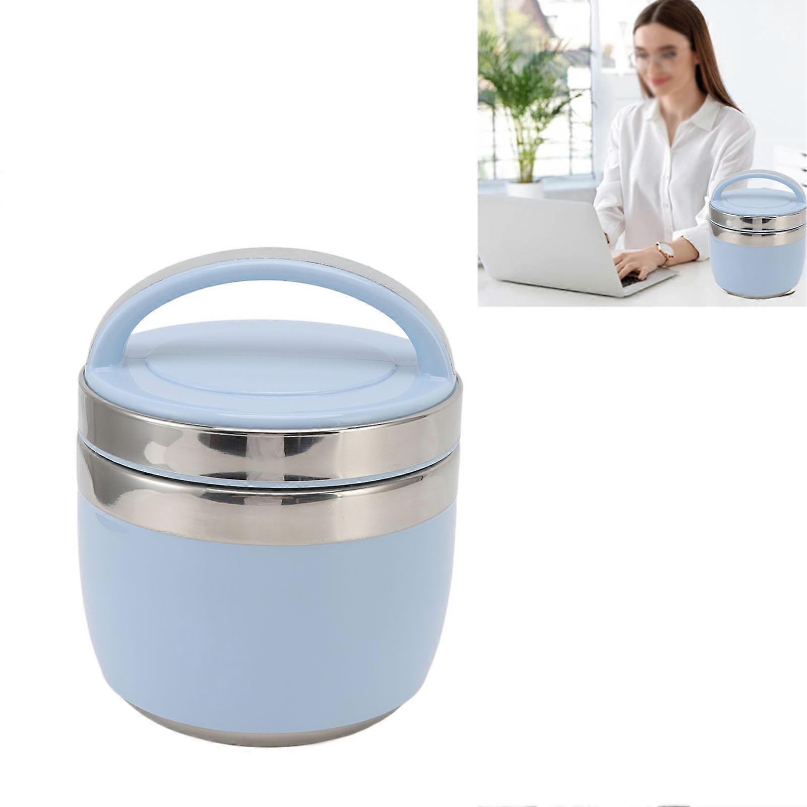 1.5L Vacuum Lunch Box 304 Stainless Steel Insulated Food Container Portable Bento Box for Student Office Worker Blue 