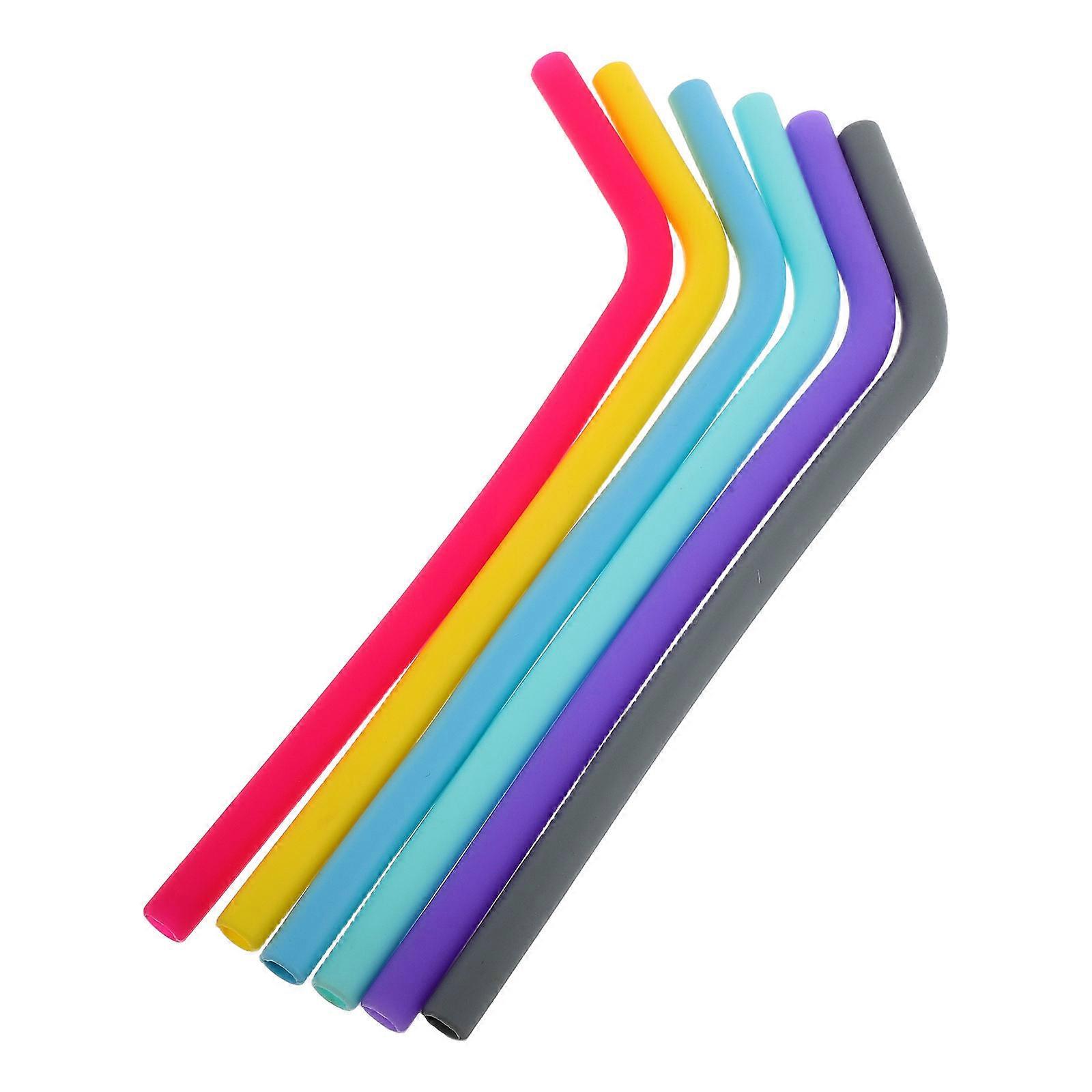 Reusable Straw Case Portable Silicone Straws for Outdoor Travel Office Use Home Parties High Temperature Resistant 6Pcs