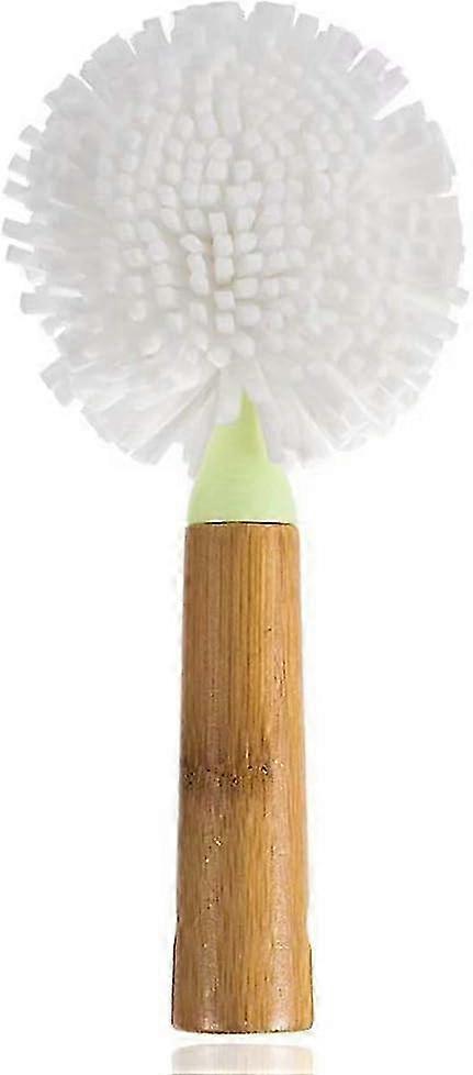 Bamboo Handle Goblet Wineglass Brush with EVA Sponge & Foam Bristles - Effective Cleaner for Delicate Glassware & Stemware