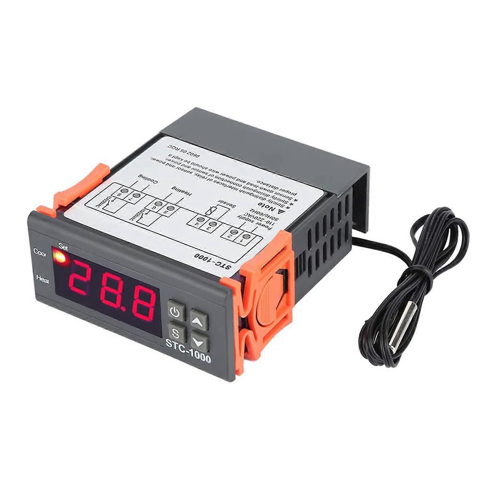 Digital Thermostat Microcomputer Controller  STC1000 DC 220V Temperature Controller with Sensor for Aquariums, Seafood Machines, Hatchery and More