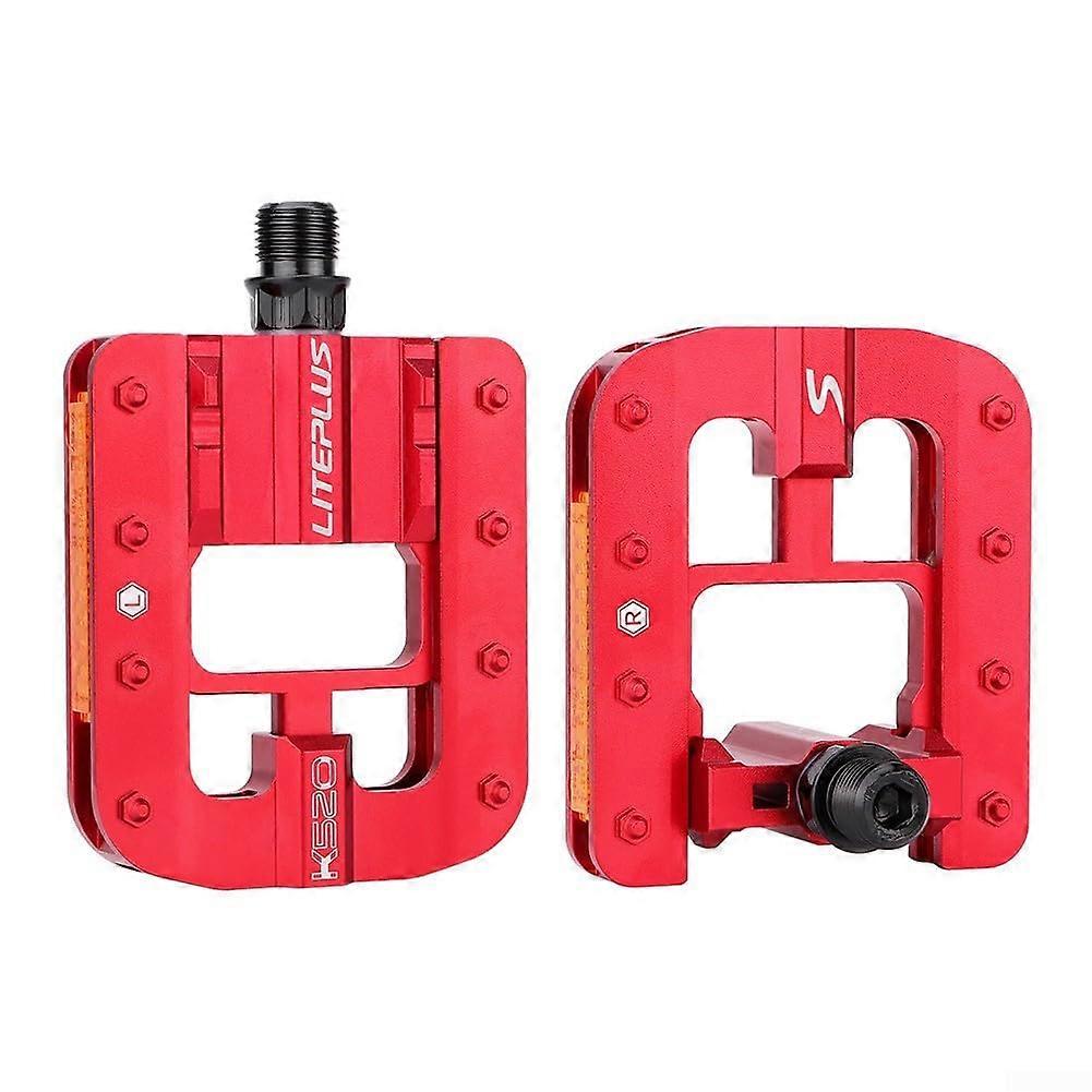 Bicycle Pedals Folding Aluminium Alloy, Foldable Pedals With 14Mm Thread, Cleats Replacement For MTB Road Bike, Red