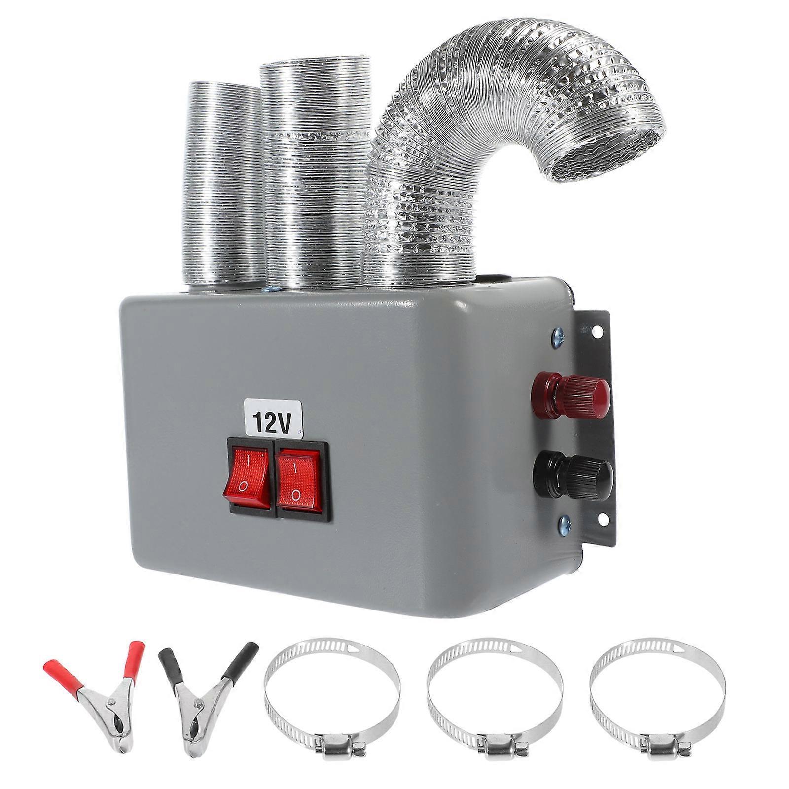 Car Window Heater Portable Defogger Metal High Grade Material Low Noise 1Set Silver 9.1×5.5×3.5in