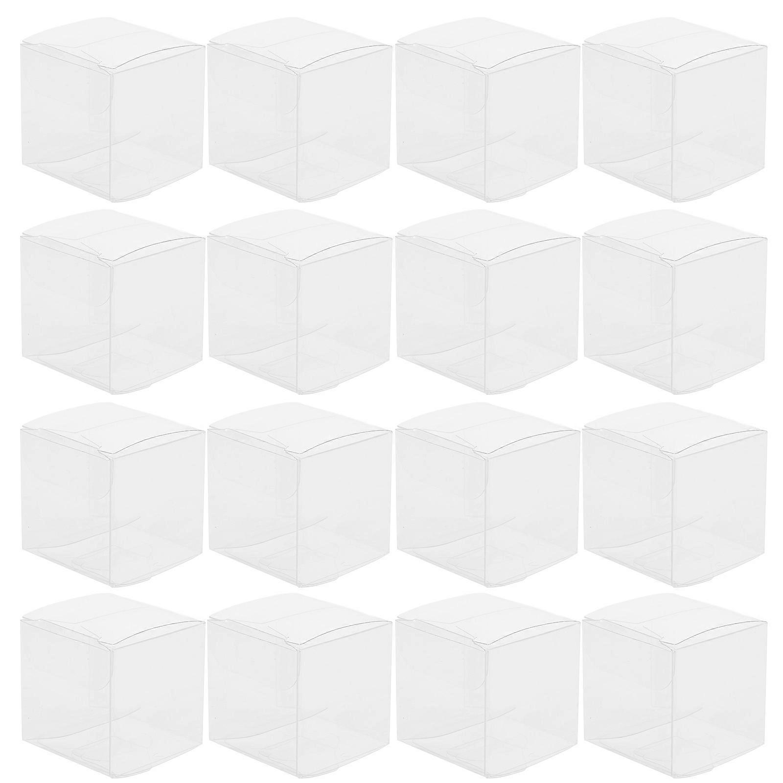 صندوق بلاستيكي شفاف لتعبئة هدايا مجوهرات الحلوى مثالية لهدايا حفل الزفاف 4x4x4 سم