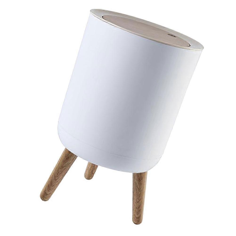 Pop-Lid Garbage Can 1Pcs White Plastic Kitchen Ash-Bin for Home Use, Eco-Friendly Reusability