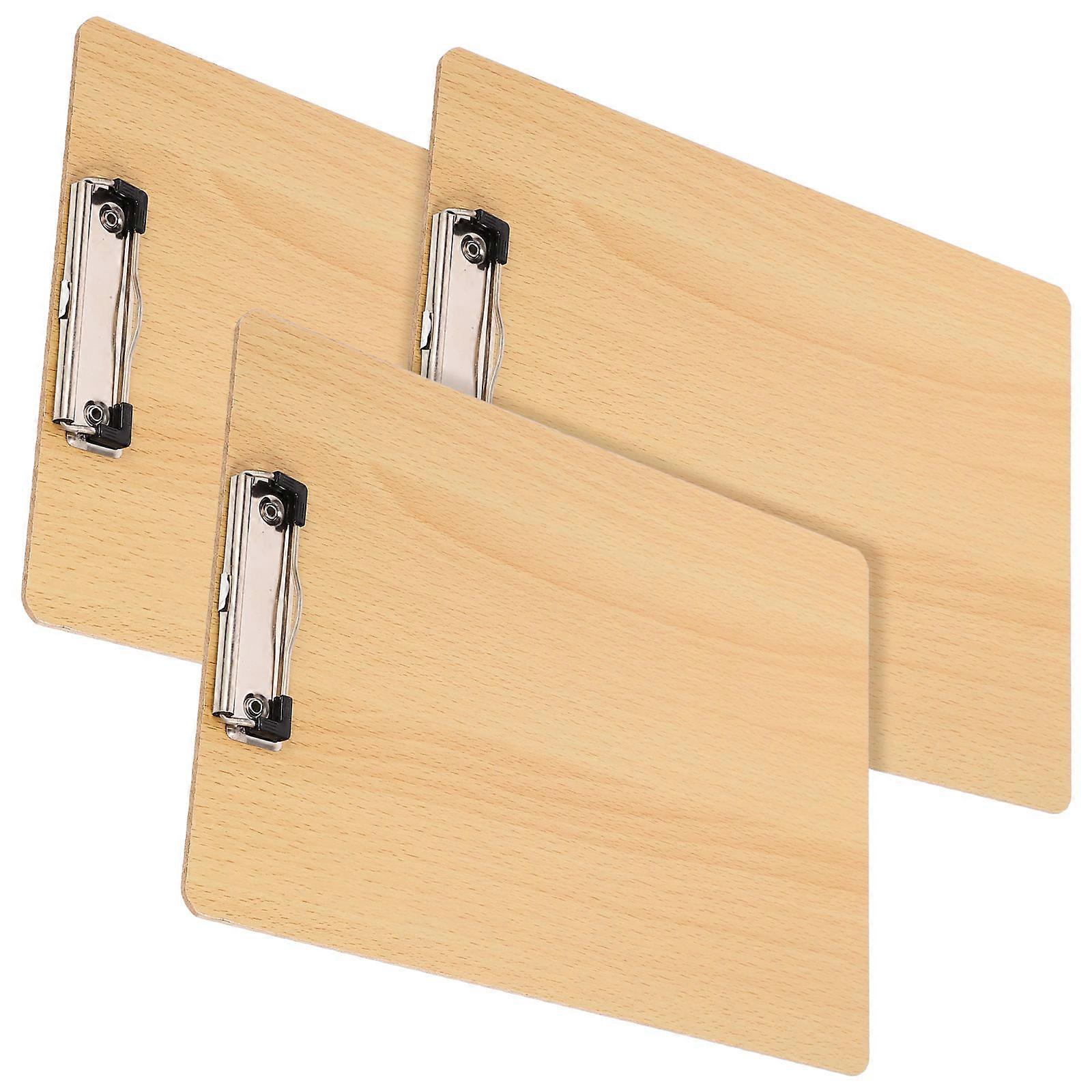 Horizontal Rectangular Writing Board Wooden Metal A4 Size Portable Clipboard 3Pcs
