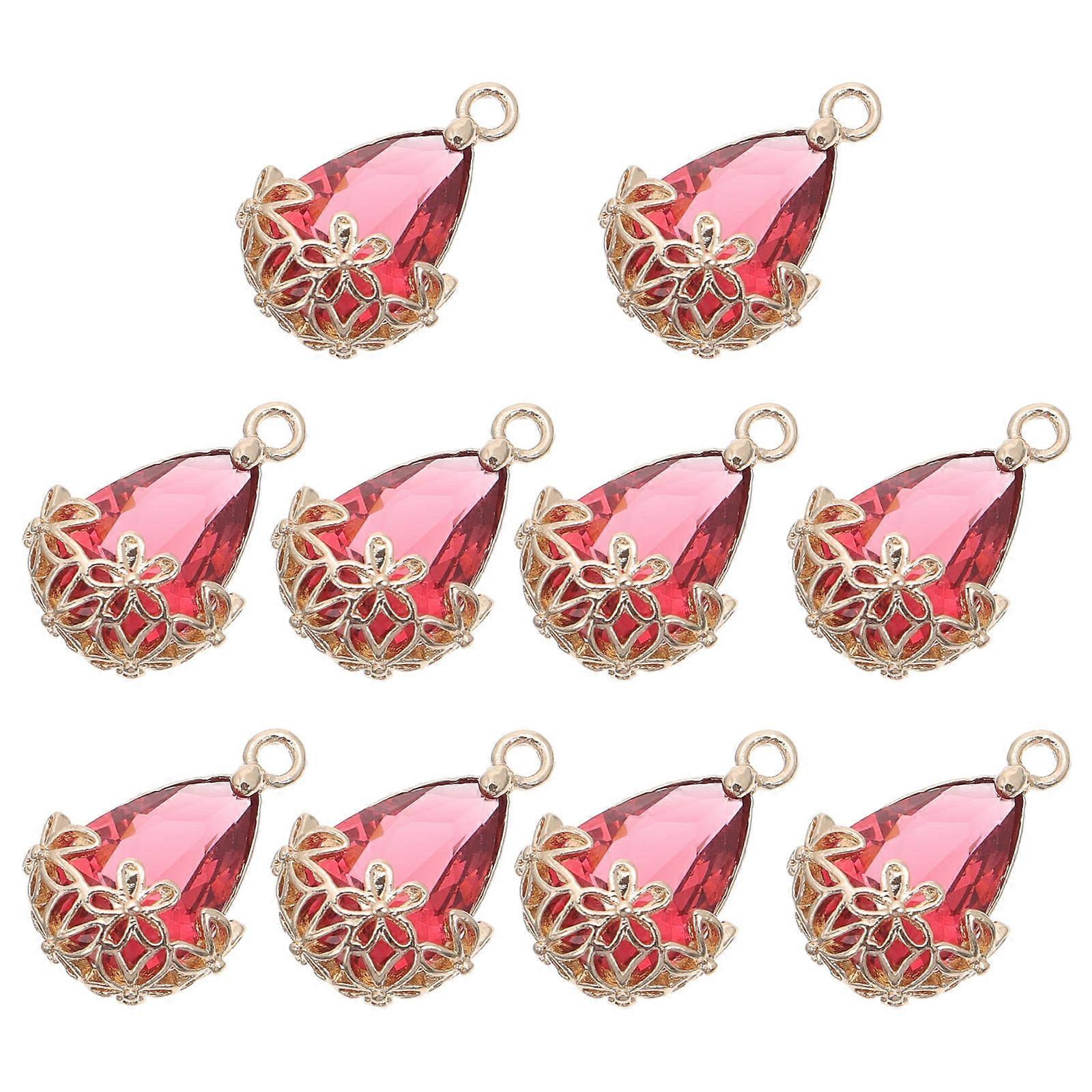 Diy Accessories Earring Hoops Jewelry Making Rosy Color 1X1.6CM Hollow Flower Edge Pendants 10Set