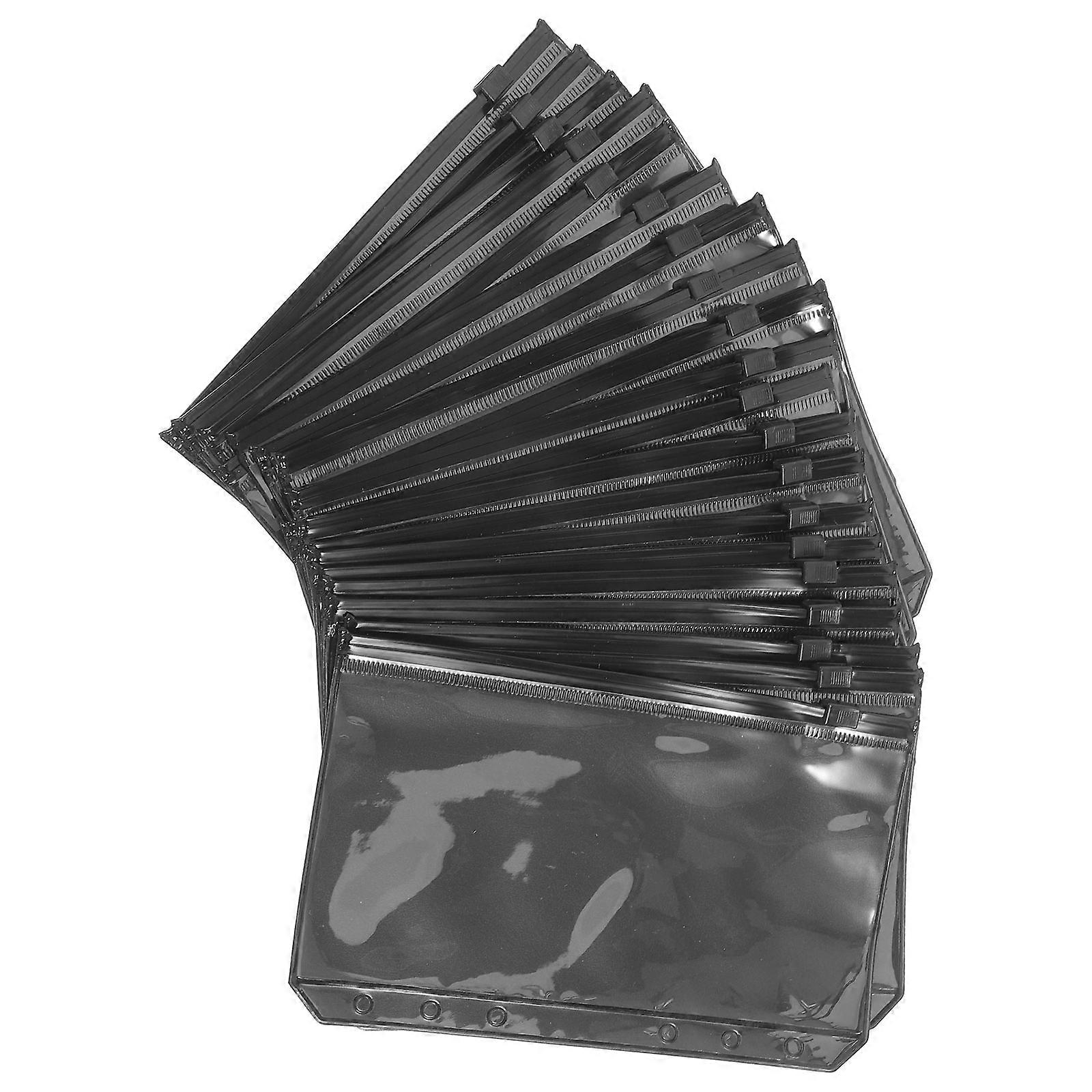 الموثق يدرج مجلدات ورقية للمستندات تصميم 6 فتحات A6 حجم أسود PVC تخزين الملفات 20 قطعة