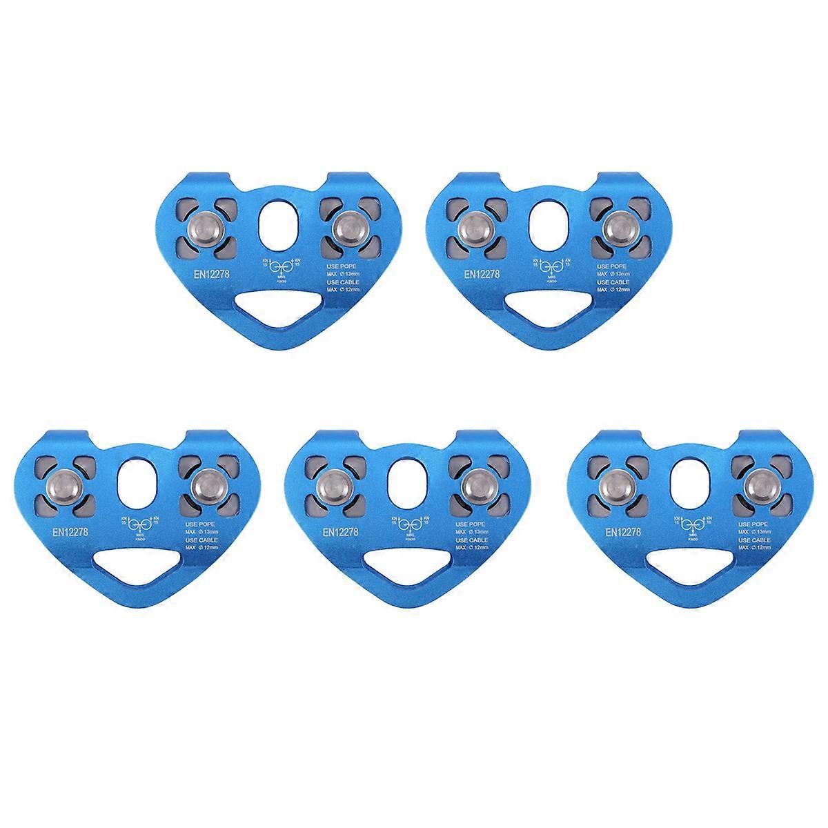 5X Heart-Shape Climbing Double Pulley Steel Cable Rope 13mm Climbing Device High Speed Zipline Troll