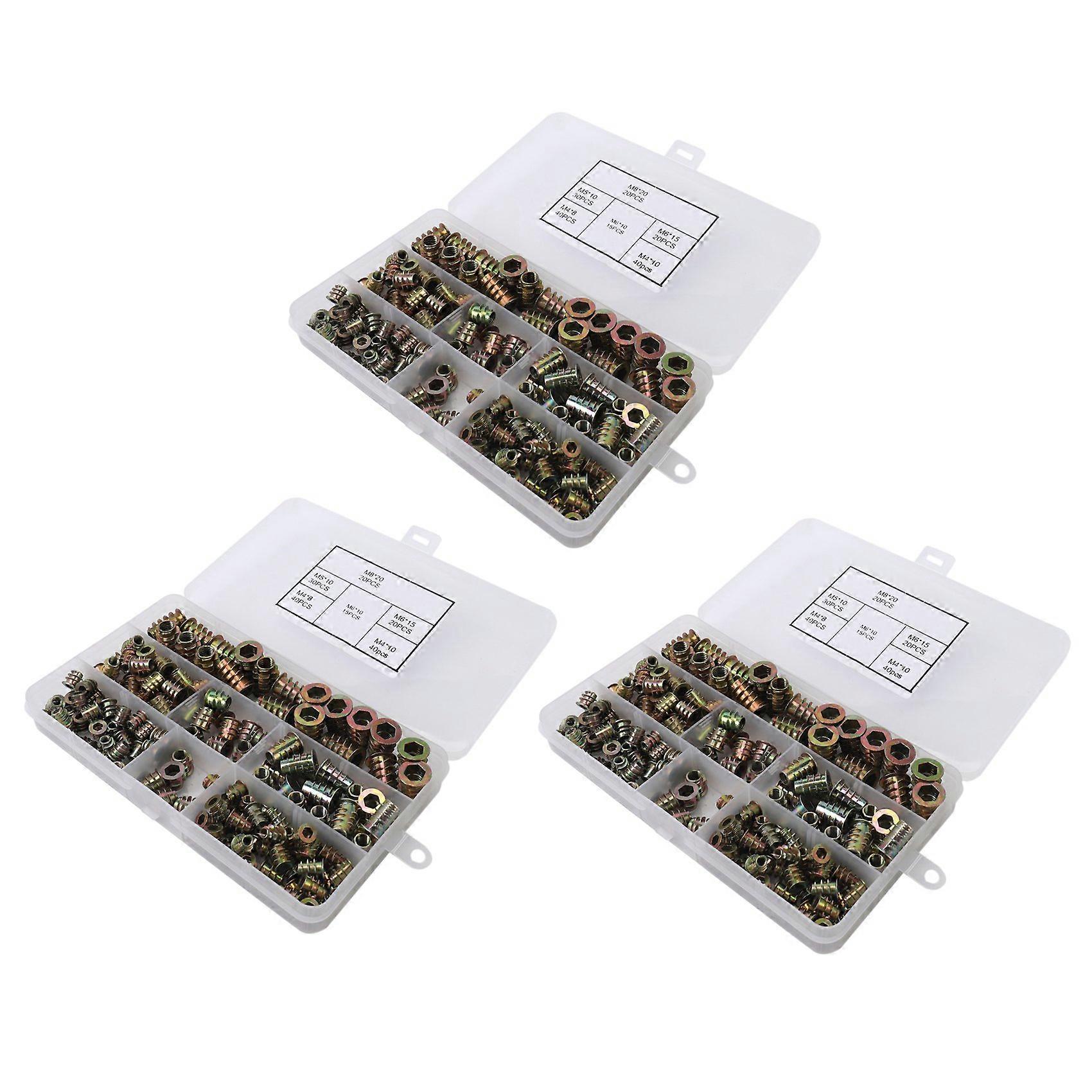 Threaded Inserts Nuts, Wood Insert Assortment Tool Kit, /M5/M6/M8 Furniture Screw Inserts Bolt Faste