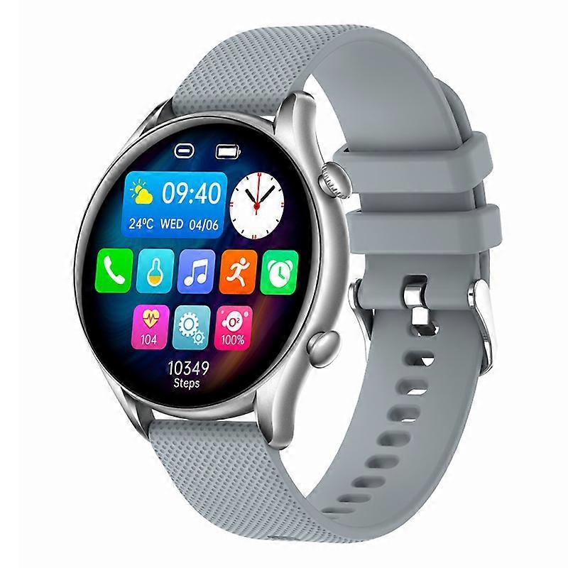 TKdaddy KT60 1,39 pouce Fitness Tracker Appel compatible Bluetooth Assistant vocal Bracelet intelligent étanche Argent