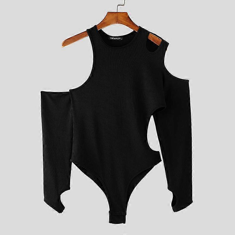 INCERUN Men Cutout Long Sleeve Skinny Briefs Jumpsuits Bodysuits