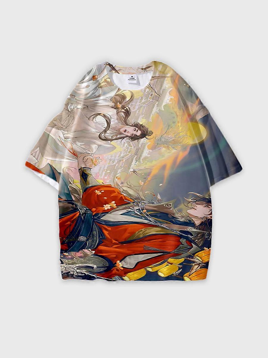 T-shirt round neck Role Pattern loose short sleeve E3545