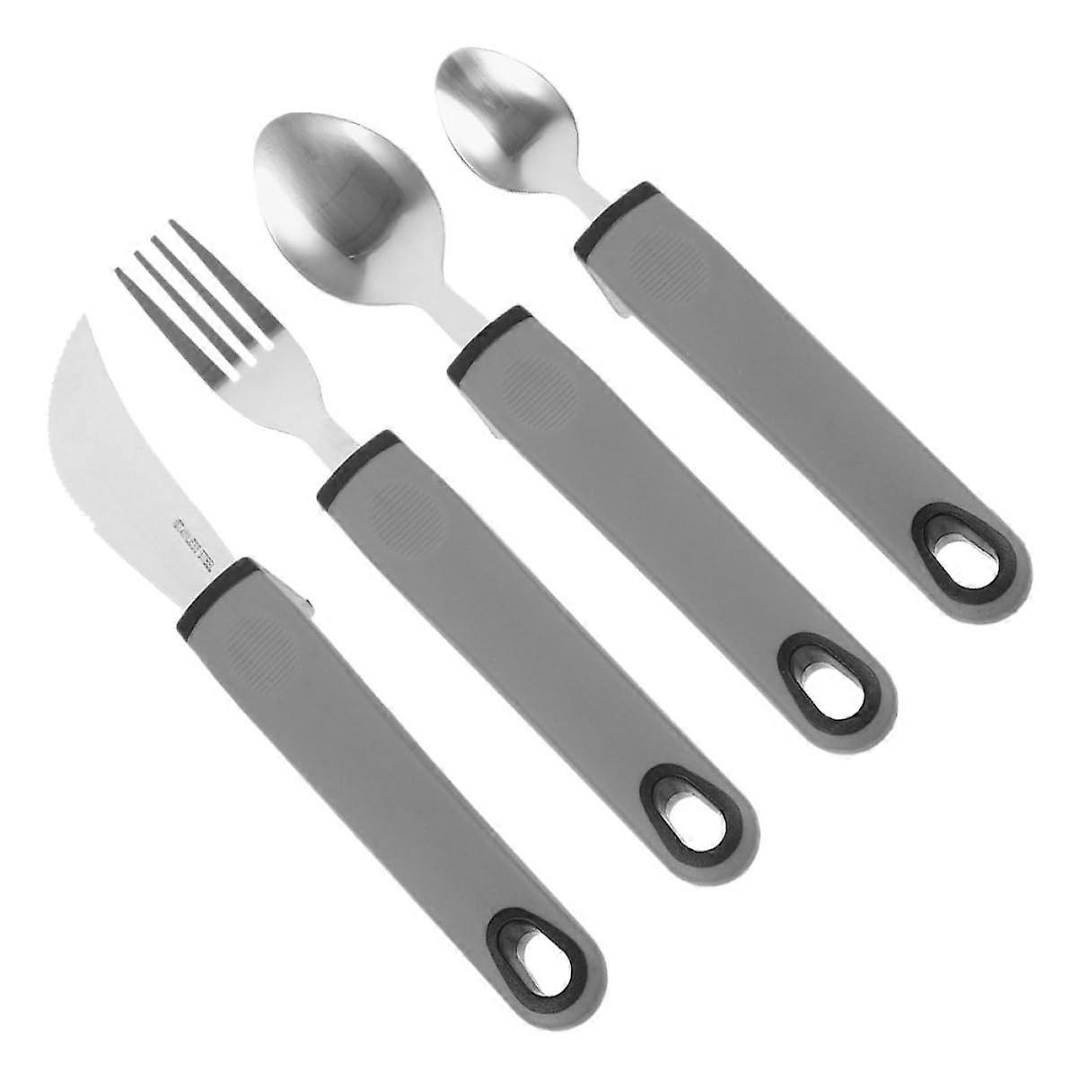 Adaptive Cutlery Set for Seniors Non-Slip Ergonomic Utensils for Adults with Weak Grip Modular TPR Handles