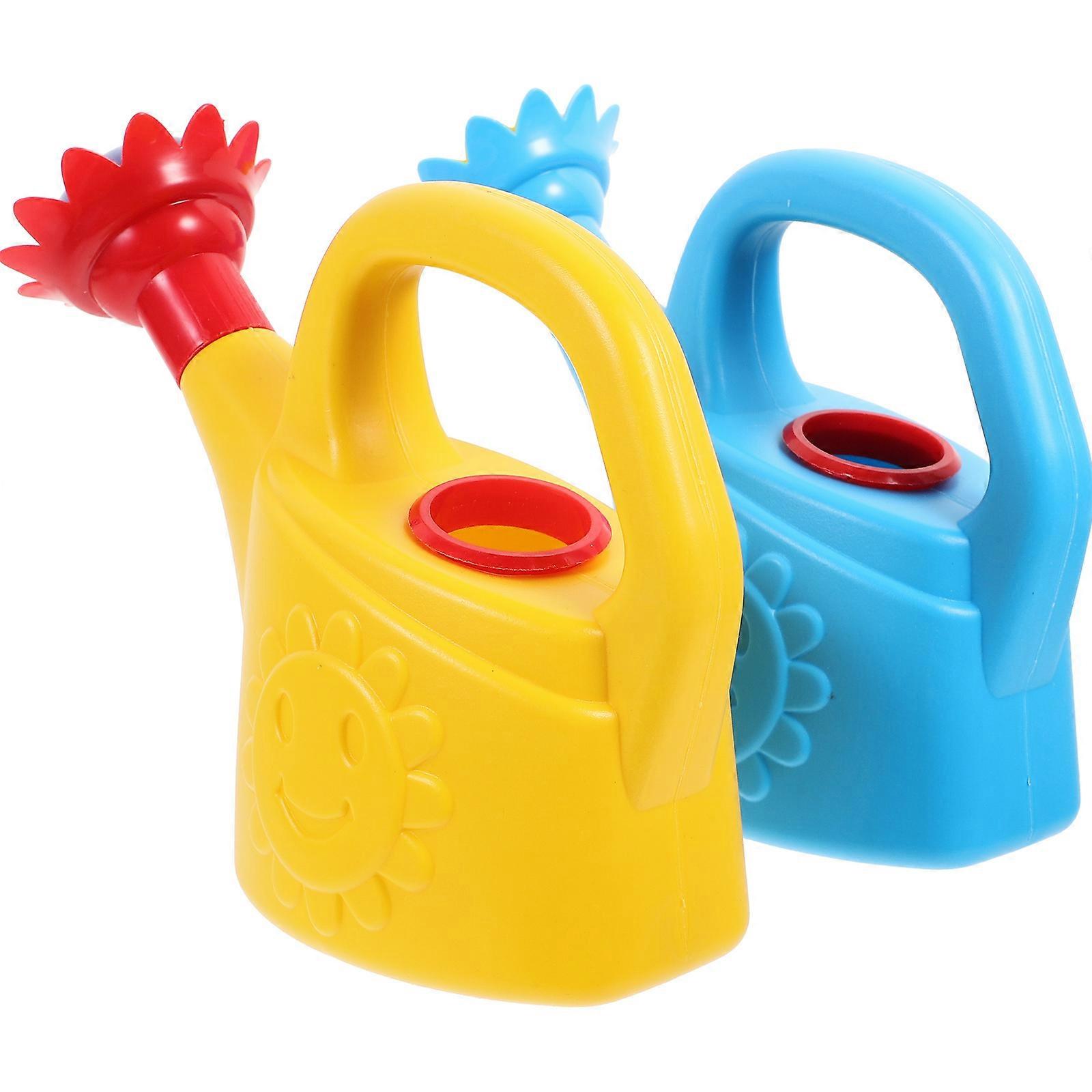 Watering Can Set Thickened Lightweight Garden & Beach Spraying Fun 2pcs Random Color Yellow Blue