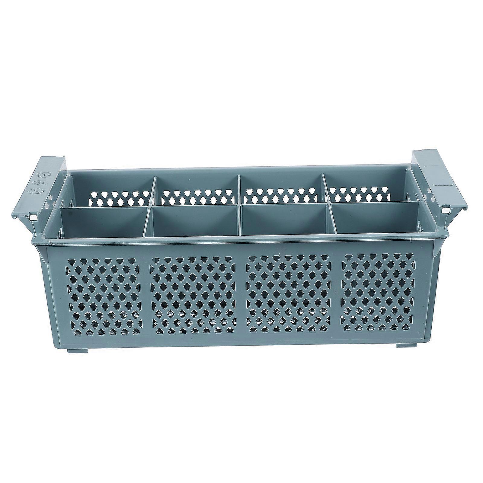 Durable Dishwasher Storage Basket with Handles – Efficient Grey Drain Basket for Kitchenware Drying and Cutlery Organization