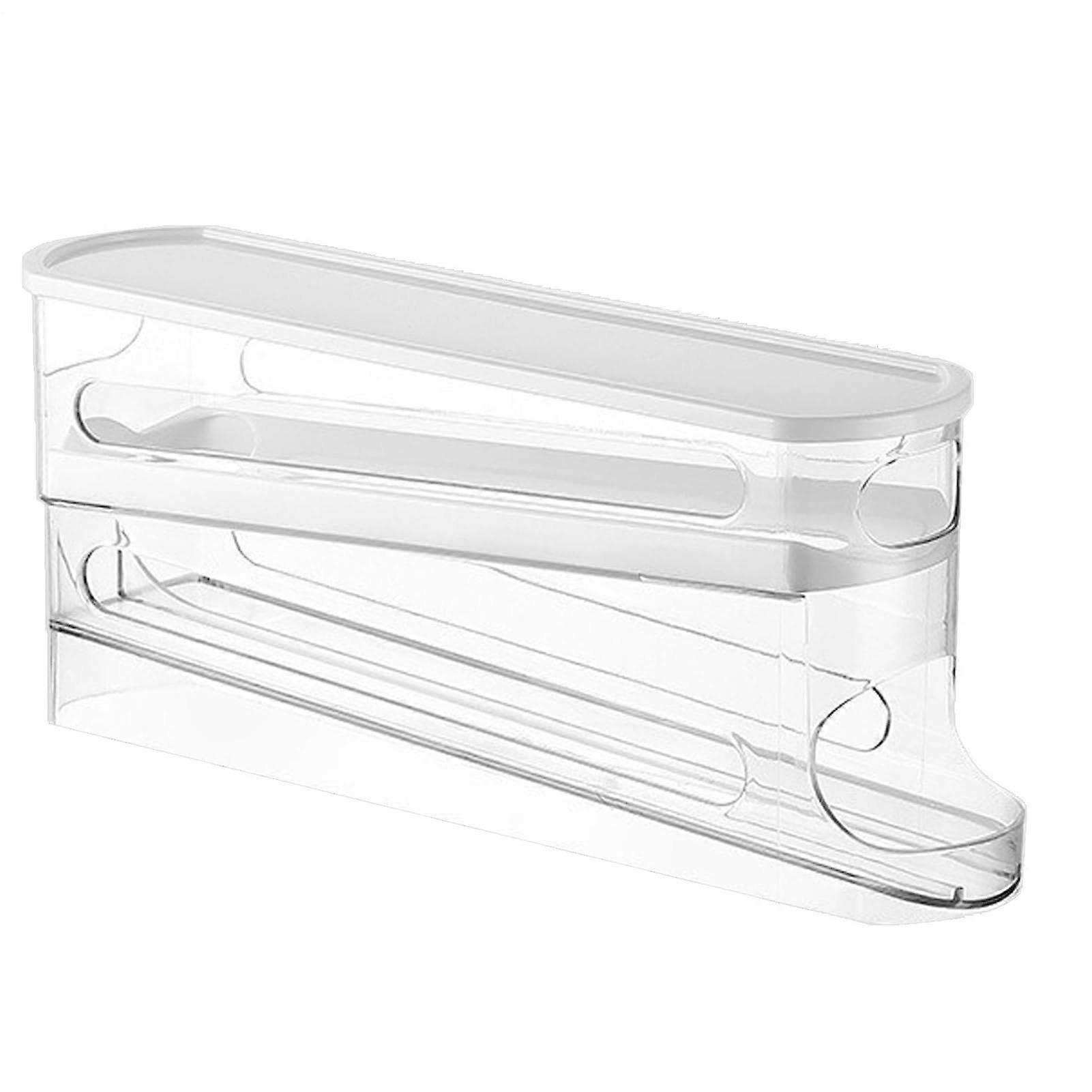Egg Holder - Stackable Egg Storage Refrigerator Container | Clear Rolling Egg Organizer with Lid | Space-Saving Design for Fridge Organization