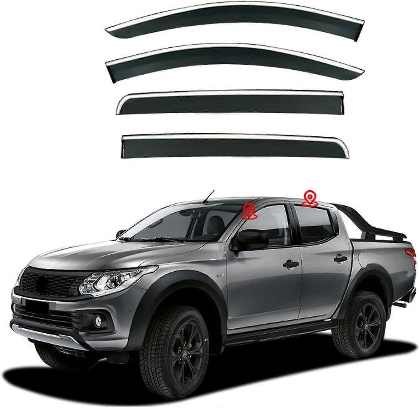 Rain protection side windows for FIAT Fullback MK1/20162019, ventilation louvers, sun, wind, and rain protection, standard type A