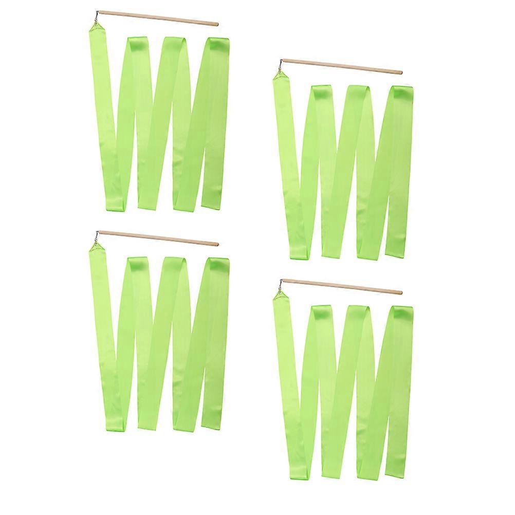 Light Green Silk Rhythmic Dancing Ribbon for Kids Gift Ideal for Dance and Gymnastics 4Pcs