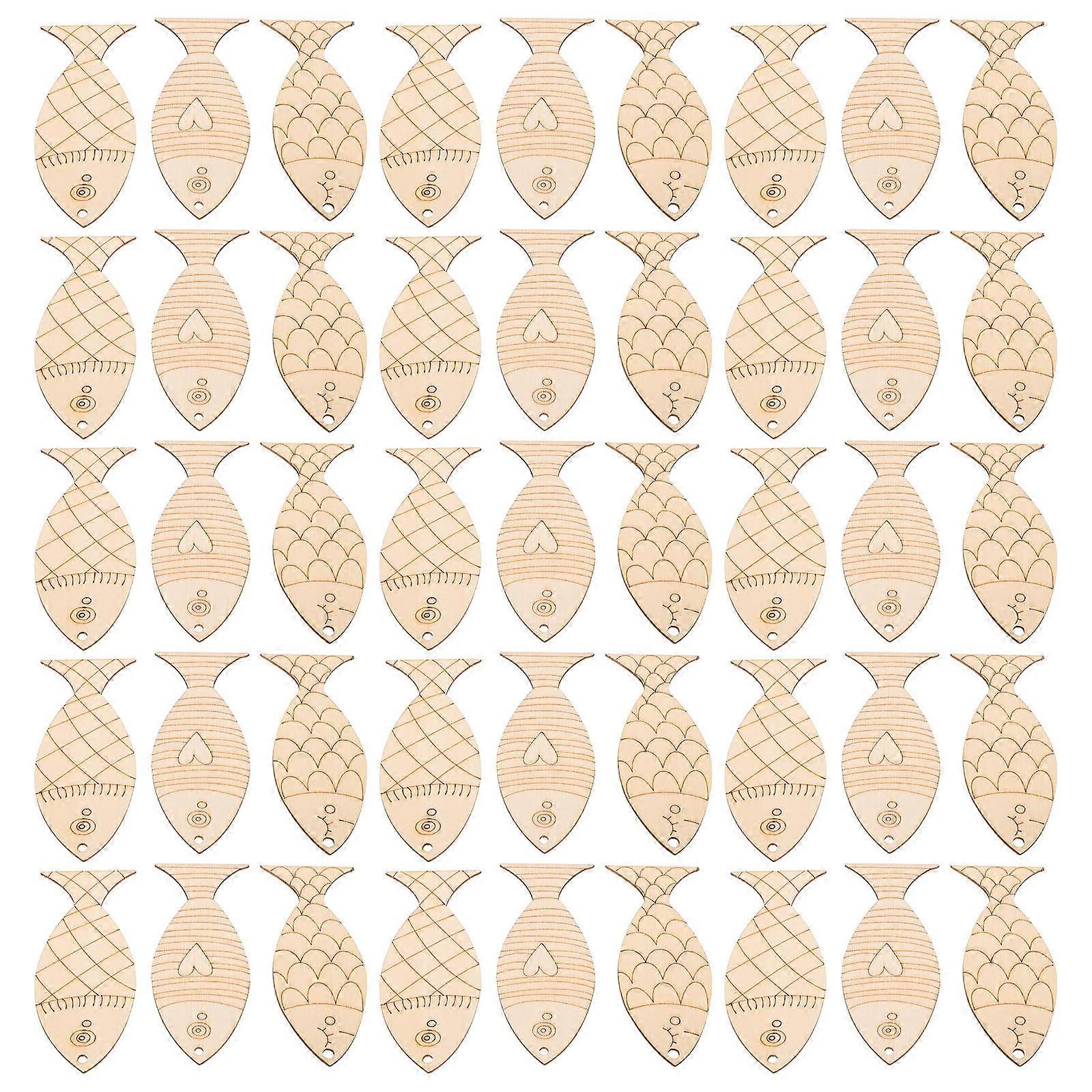 200pcs Handmade Wooden Fish Hanging Ornaments – Nautical Coastal Wall Decor, Mediterranean Style Fish Sculpture for Home, Bathroom, Bedroom DIY Craft