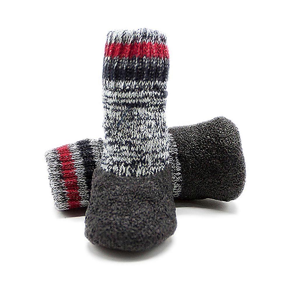 Waterproof Pet Dog Socks 2 Pair Fall Winter Padded Non-Slip In Gray Color Size 4